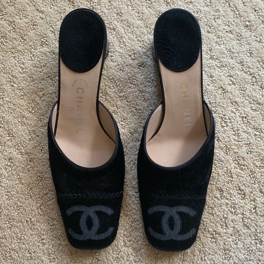 COPY - Chanel Black Pony-hair Mules